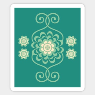 TRELLIS Retro Boho Floral Botanical in Teal and Mint Green - UnBlink Studio by Jackie Tahara Sticker